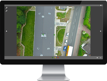 Dachinspektion- hochauflösende Fotos über Drohnen | Quadratis Verkehrssicherung Software